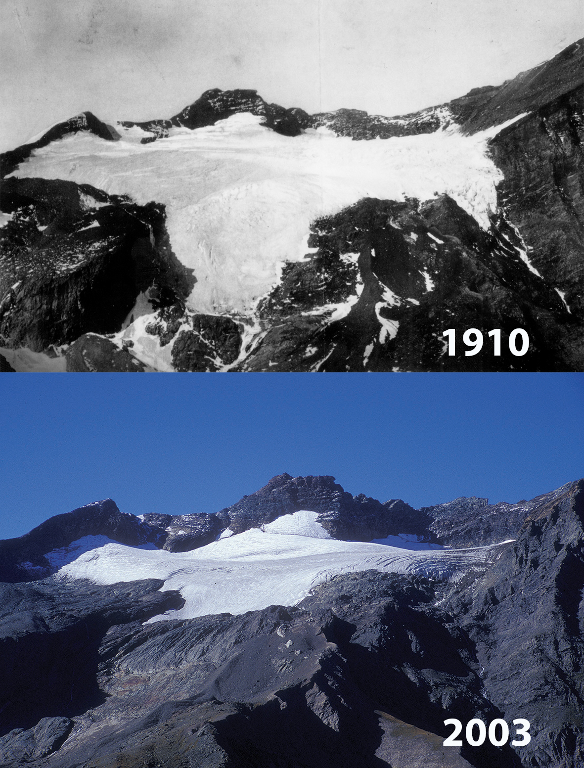 Glacier de Ciamarella: 1910 - 2003